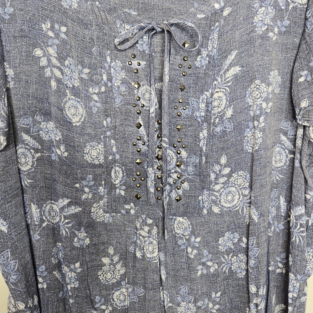 Liz Claiborne Lightweight  Floral And Blue Size Large Tie On Front‎ - Picture 3 of 5